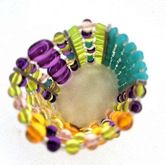 Rainbow Gemstone 10-Layer Bangles (Elastic) - Picture 2 of 8